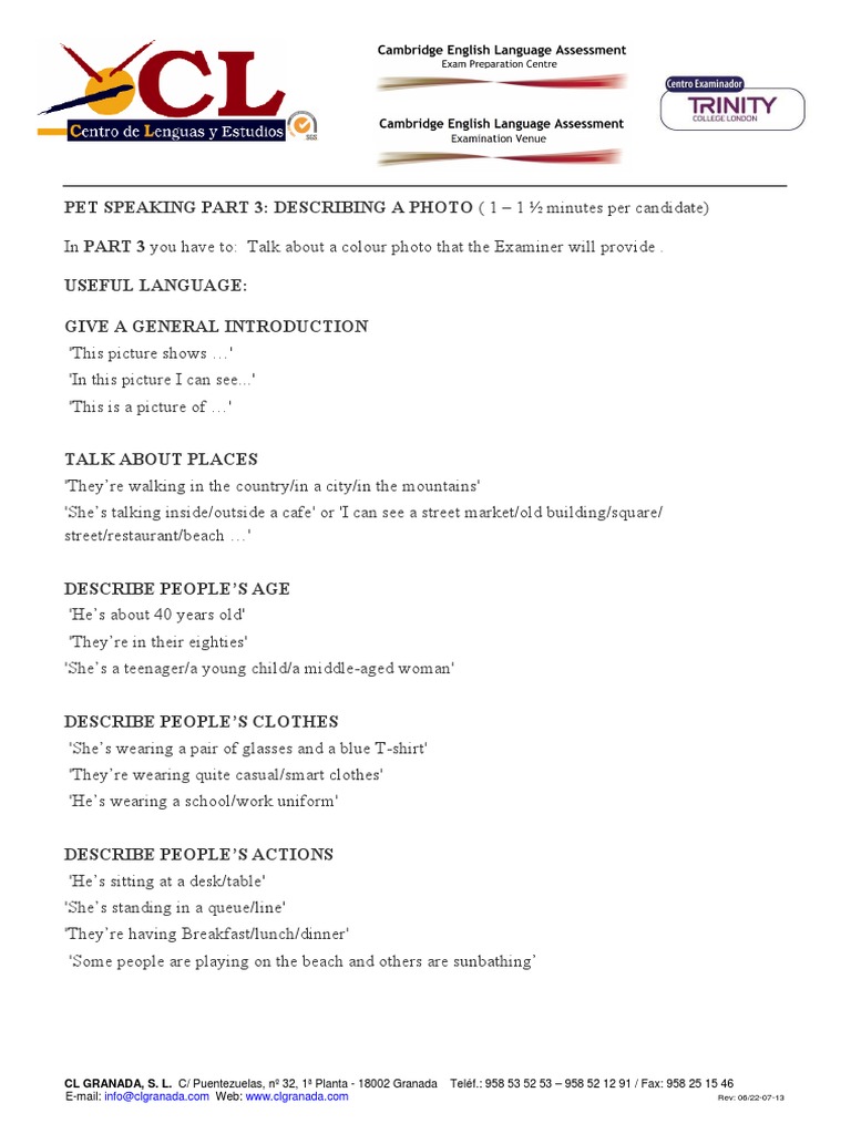 Pet Speaking Part 3 Pictures Pdf