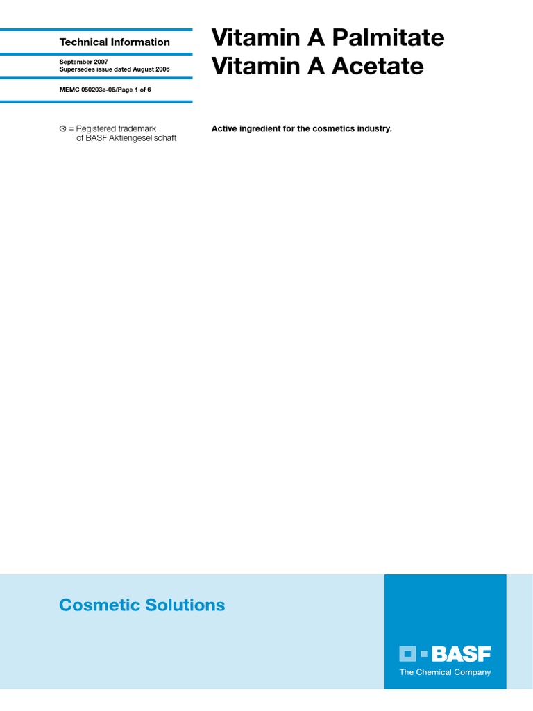 Vitamin A Palmitate Acetate PDF Vitamin A Chemical Substances