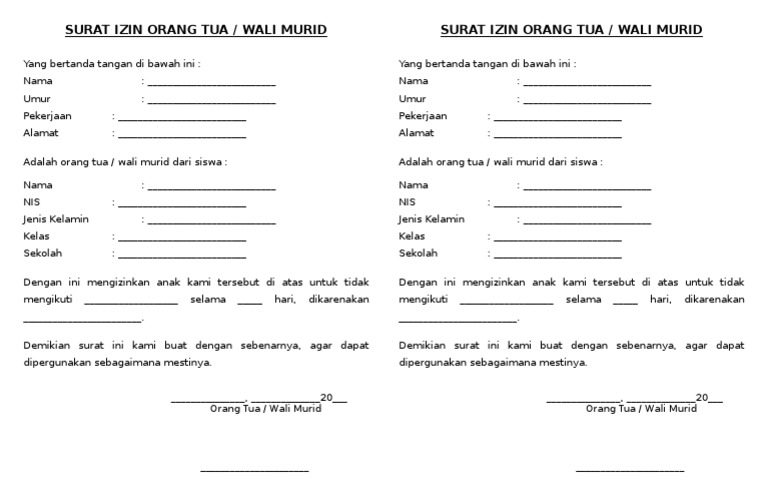 Surat Izin Orang Tua