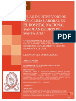 Plan de Intervención de Clima Laboral en El Hospital Nacional San Juan de Dios de Santa Ana 2013