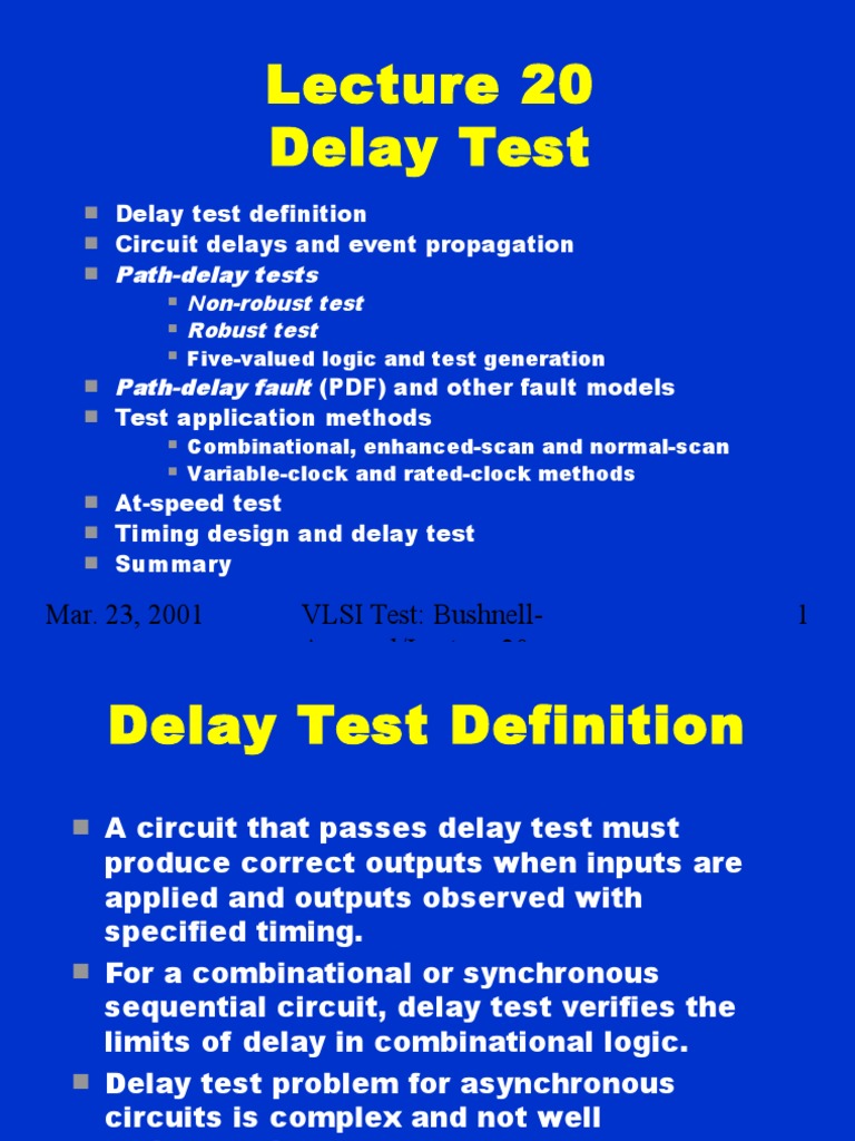 VLSI Delay Testing Techniques Explained | PDF | Logic Gate | Electrical ...