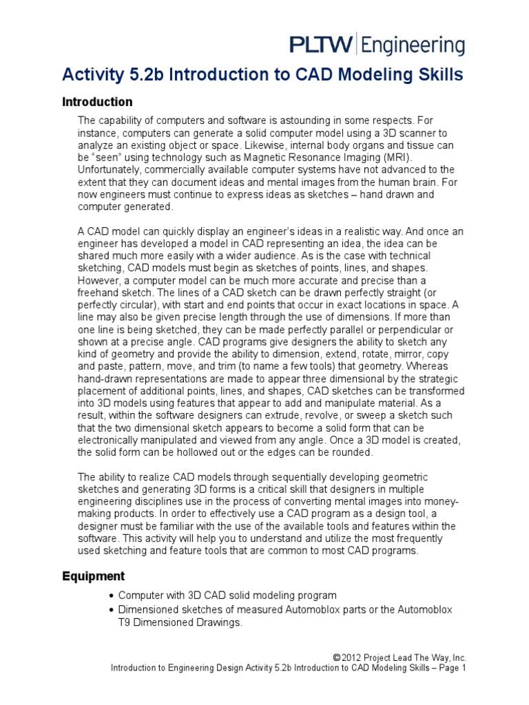 5 2 B A Introductiontocadmodelingskills | PDF | Computer Aided Design ...