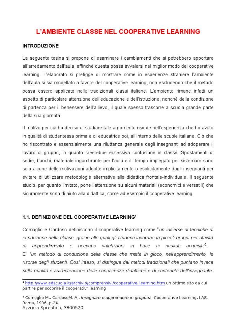 Cooperative Learning Classroom | PDF