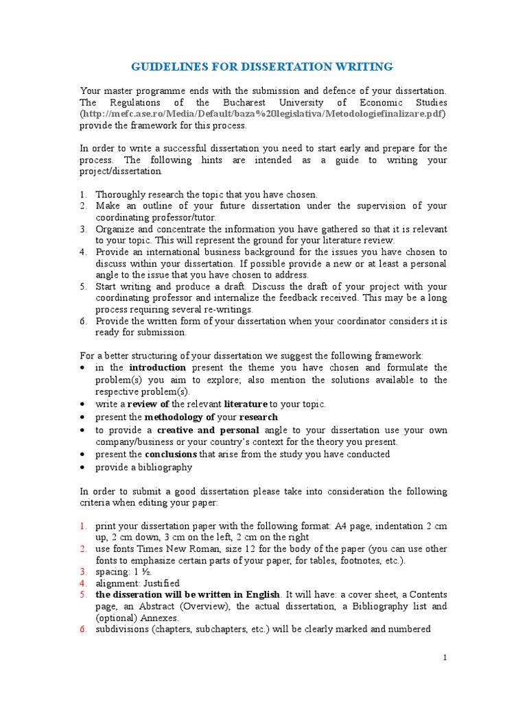Dissertation Writing Guidelines | PDF | Thesis