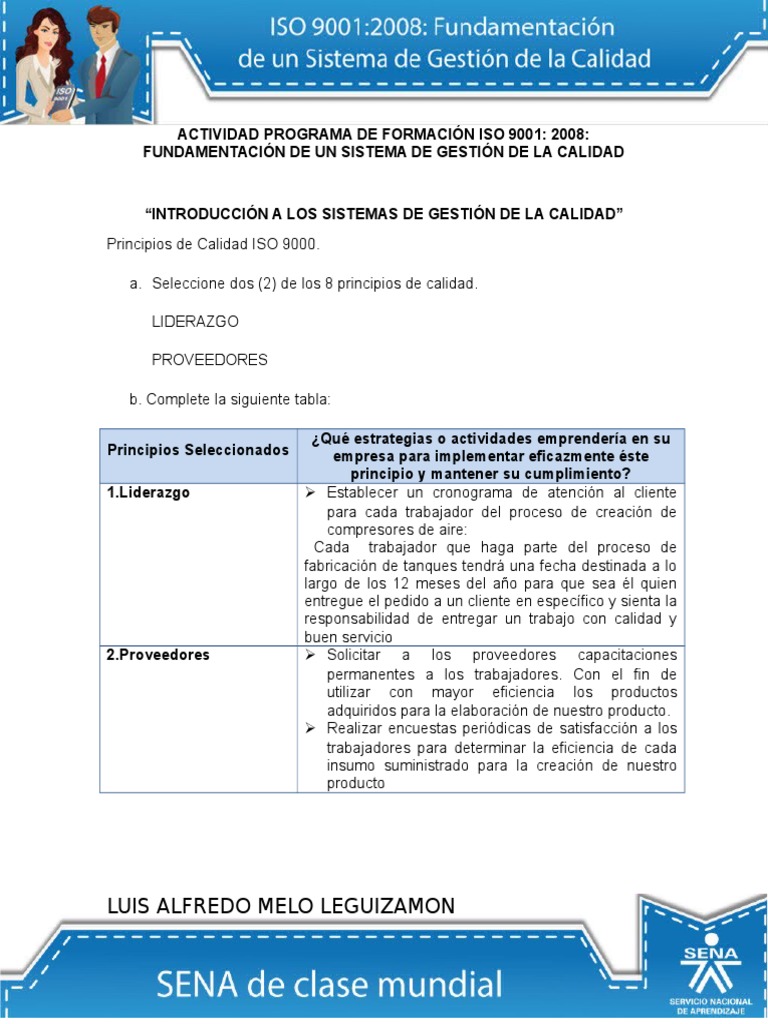 Mejora del Desempeño en Calidad ISO 9001 | PDF | Gestión de la calidad ...