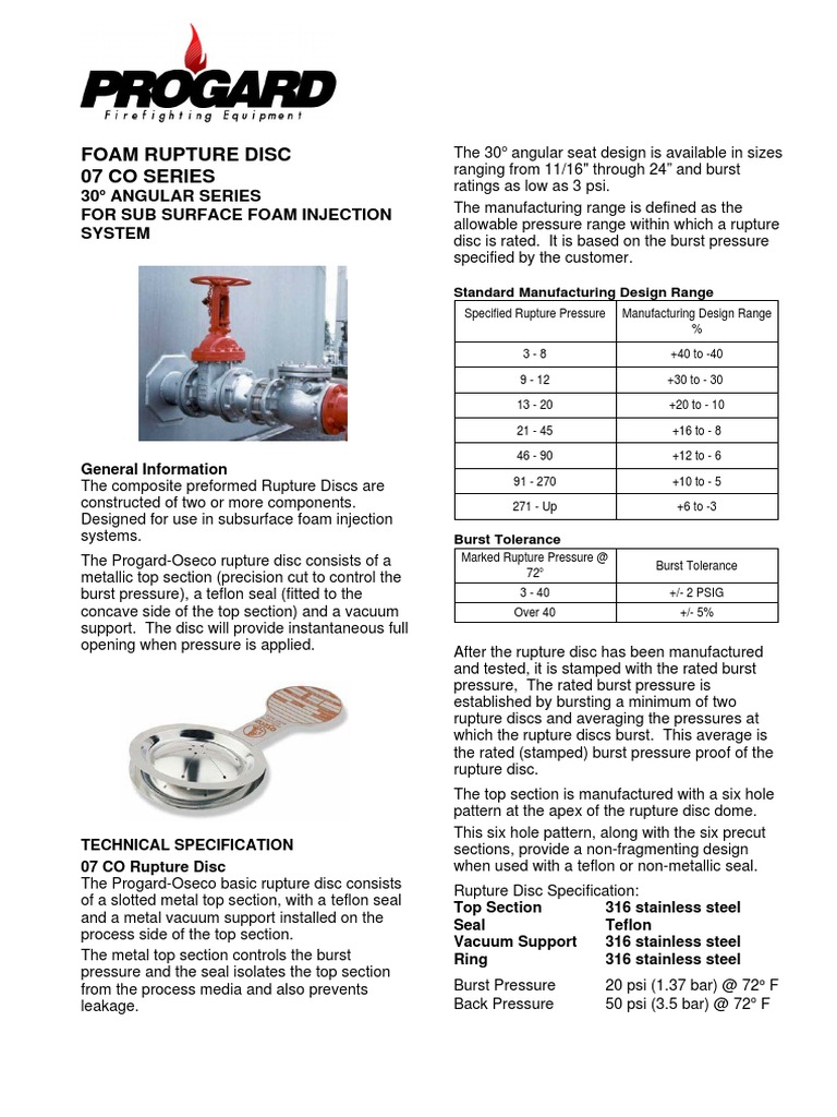 Subsurface Foam Injection Rupture Discs | PDF | Screw | Industries