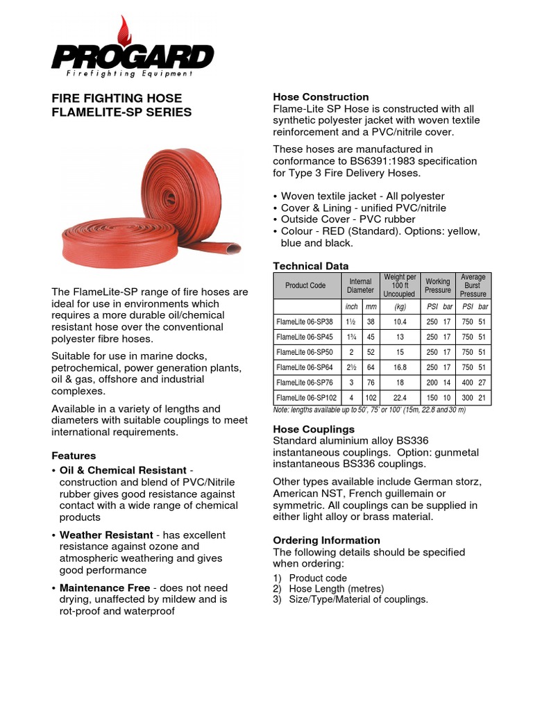 FlameLite-SP Fire Hose Specifications | PDF
