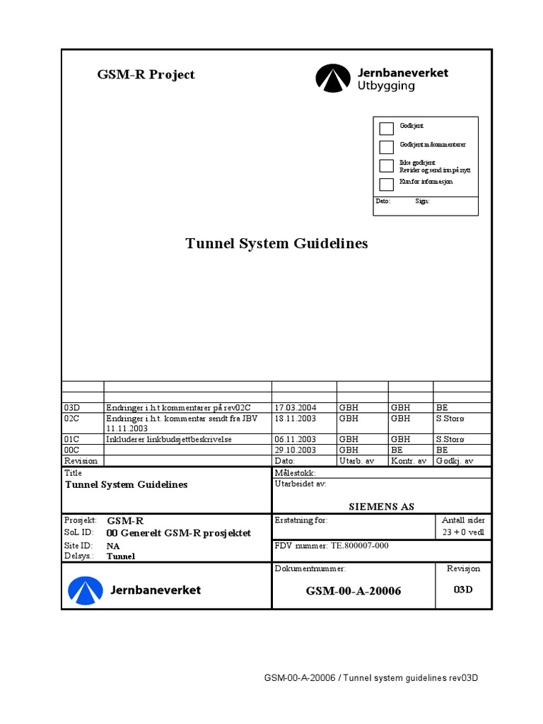 Tunnel System Guidelines