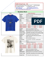 H&F Garment Co. Quotation Sheet