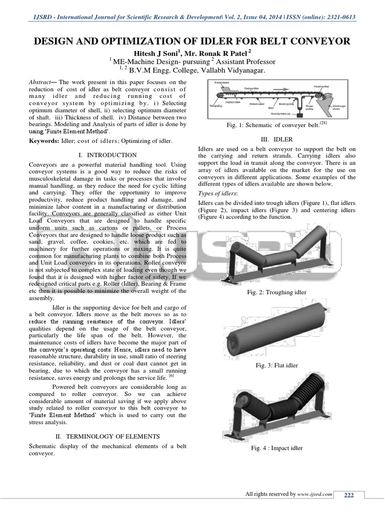 Design and Optimization of Idlers for Belt Conveyors Using Finite ...