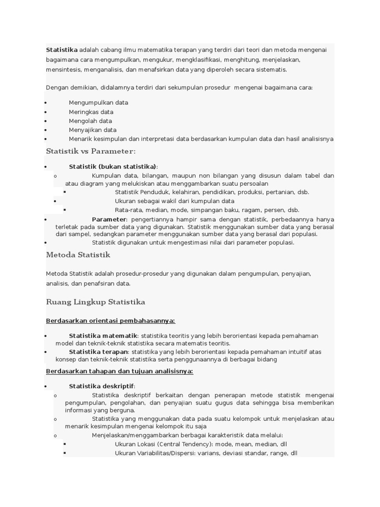 Pengertian Statistik Dan Statistika