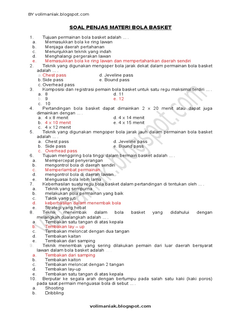 49++ Contoh soal pjok materi bola besar info