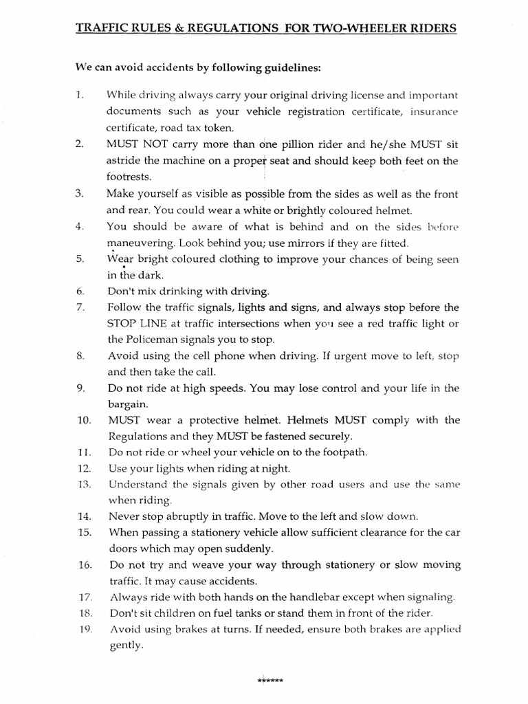 Traffic Rules & Regulations For Two-Wheeler Riders: We Can Avoid ...