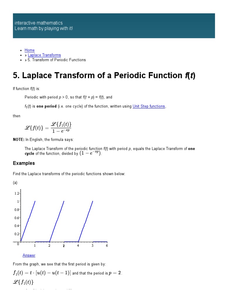 Laplace Transform of Periodic Functions | PDF | Teaching Methods ...