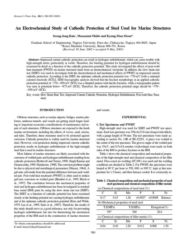 An Electrochemical Study of Cathodic Protection of Steel Used For ...