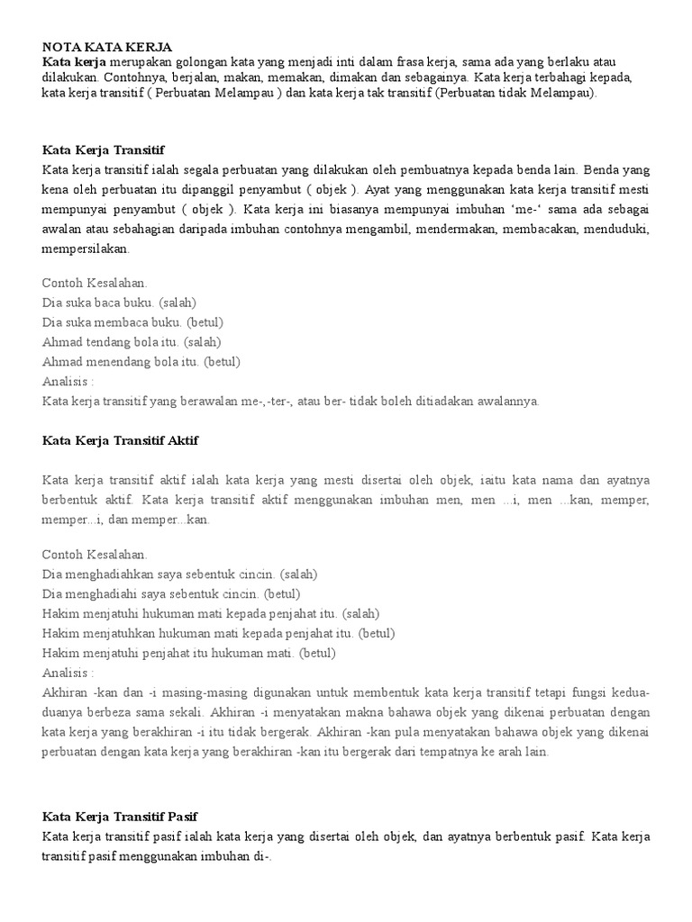 Nota Kata Kerja Pdf