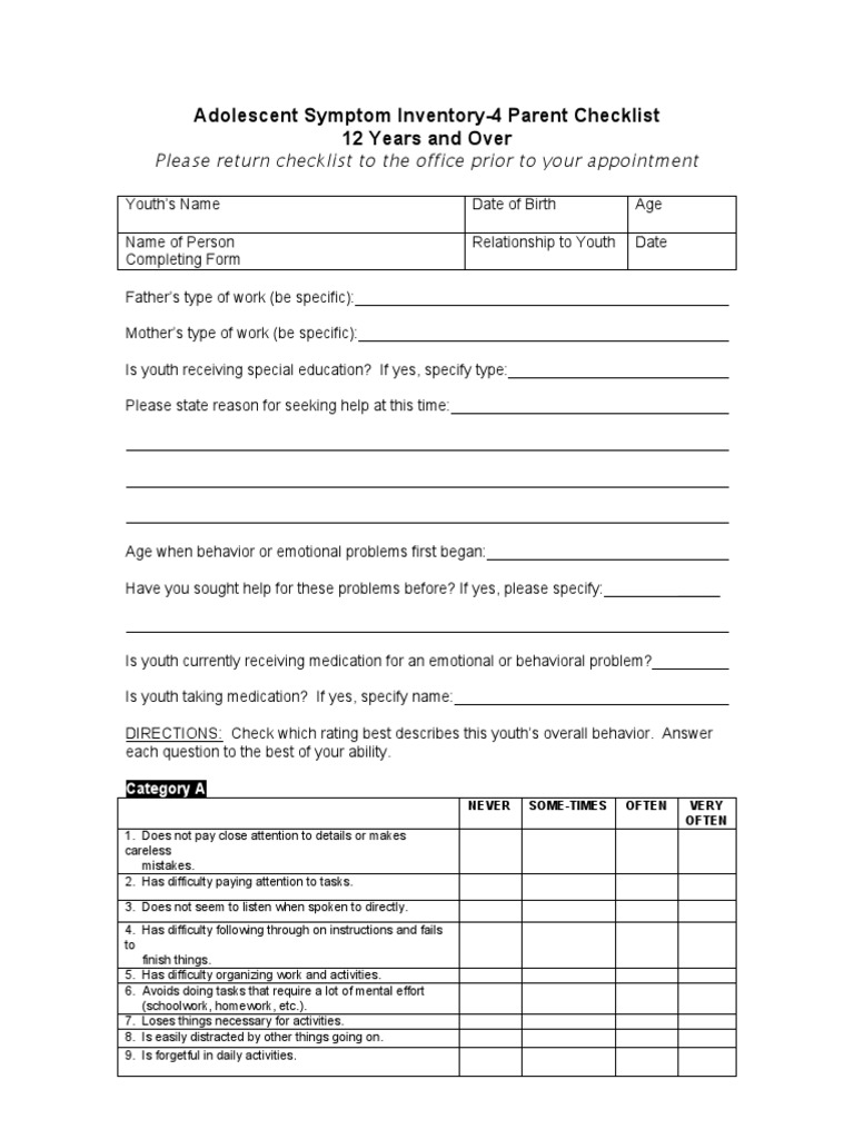 Adolescent Symptom Inventory | PDF | Distilled Beverages | Anger