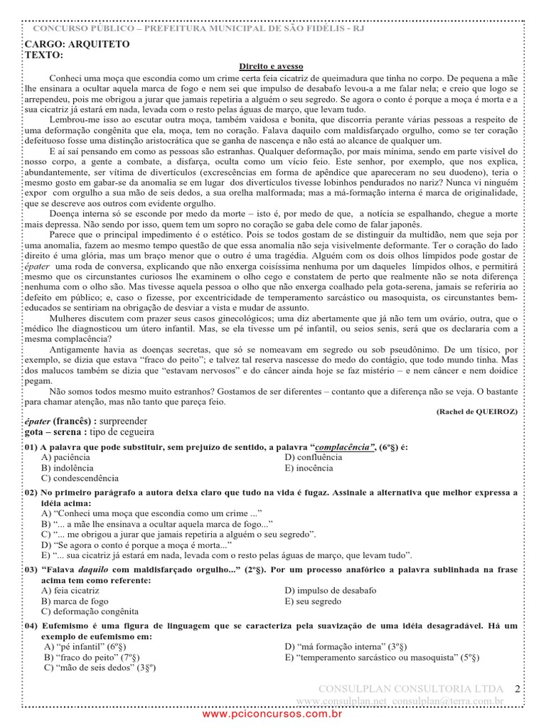 Prova Nível Médio Consulplan | PDF | Cidade | Brasil