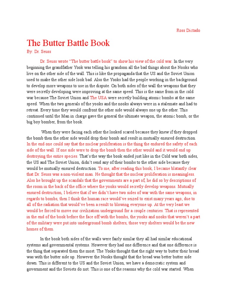 Butter Battle Book PDF Nuclear Weapons Cold War