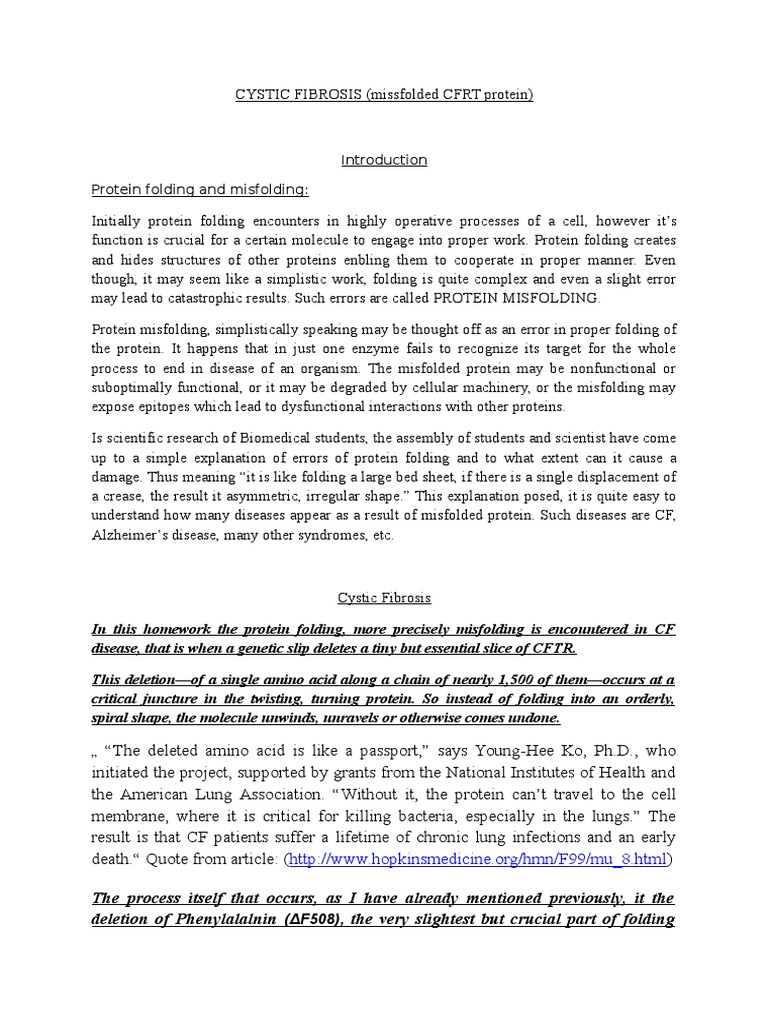 Cystic Fibrosis Download Free PDF Protein Folding Proteins