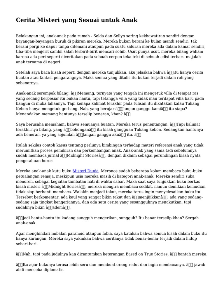 Cerita Misteri Yang Sesuai Untuk Anak Pdf
