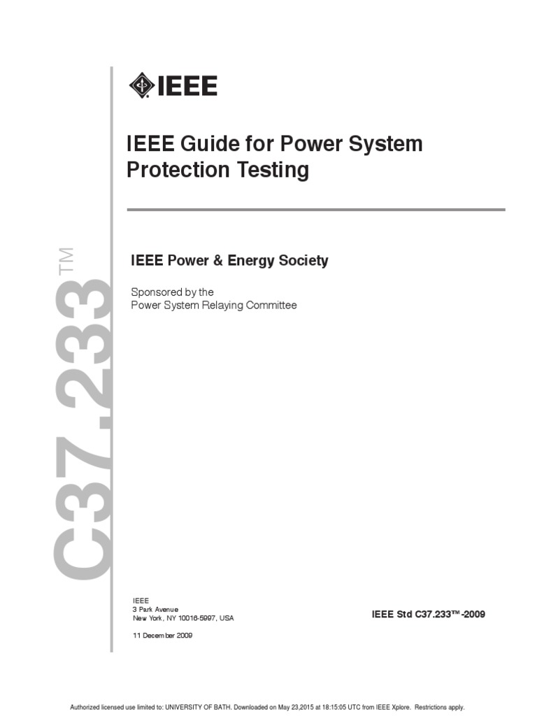 IEEE Guide For Power System Protection Testing PDF Electric Power