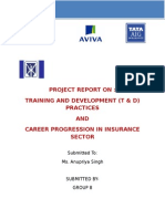 Project Report On: Training and Development (T & D) Practices AND Career Progression in Insurance Sector