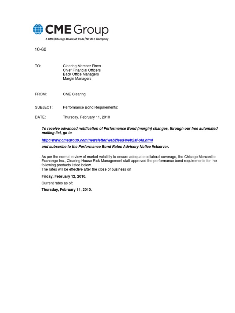 CME Performance Bond Rate Updates | PDF | Chicago Mercantile Exchange ...