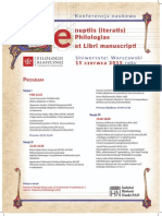 Konferencja: De nuptiis (iteratis) Philologiae et Libri manuscripti
