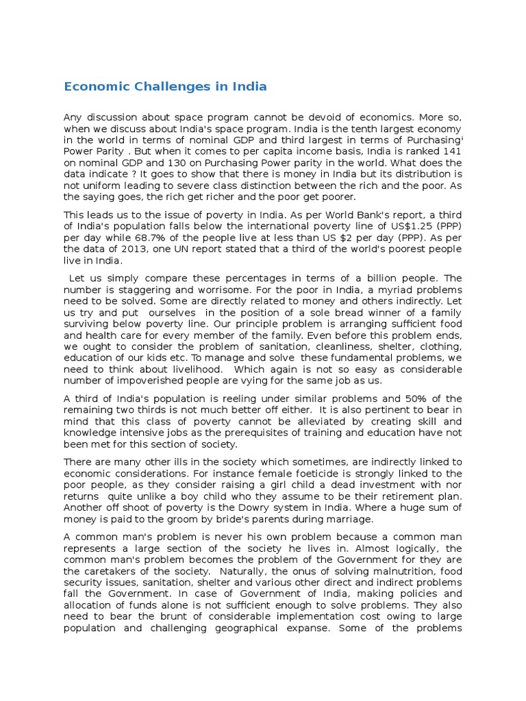 Economic Challenges in India | PDF | Purchasing Power Parity | Poverty ...
