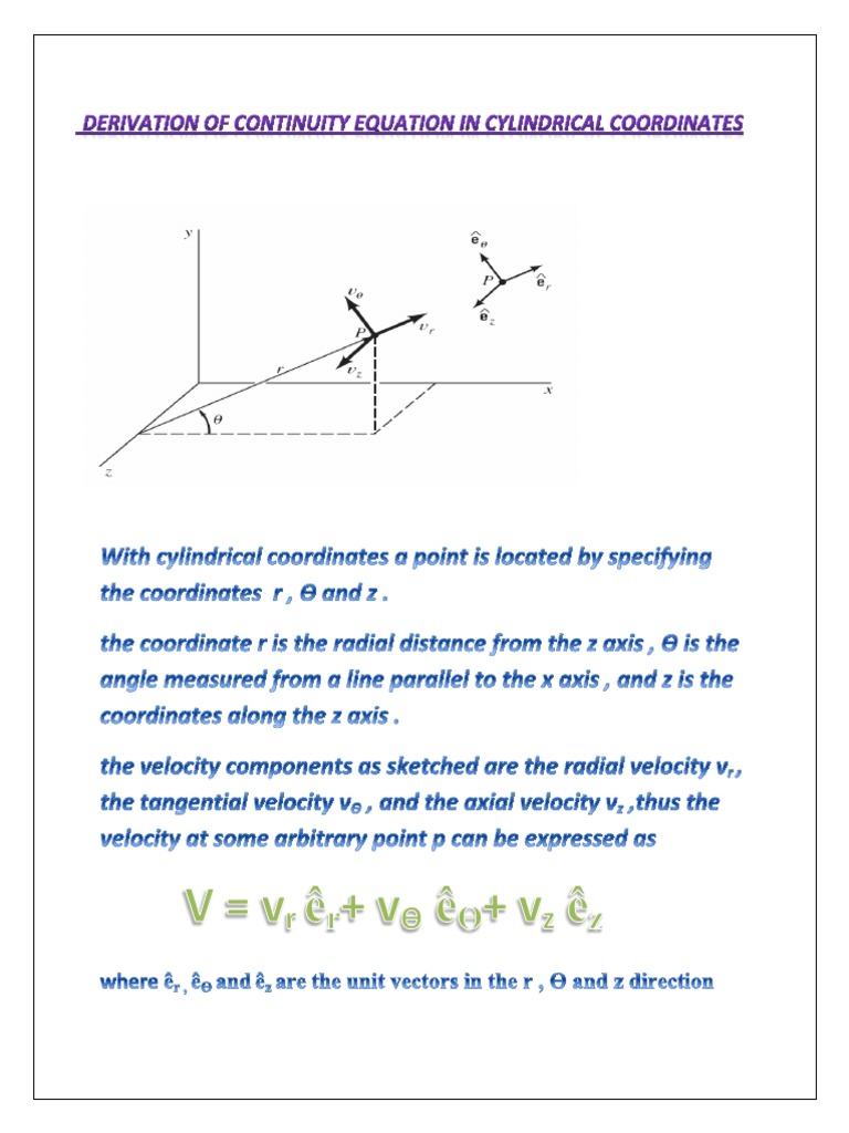Continuity Equation In Cylindrical
