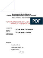 La implementación de la EGB3 en la provincia de Buenos Aires