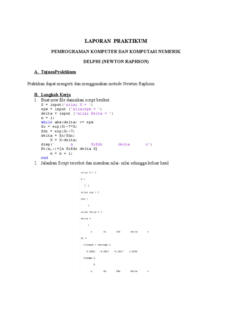 Praktikum Metode Newton Raphson | PDF