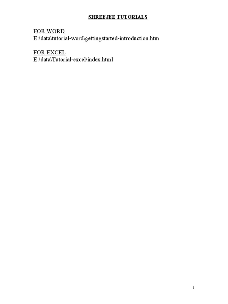 Shreejee Tutorials: Word & Excel Guide | PDF