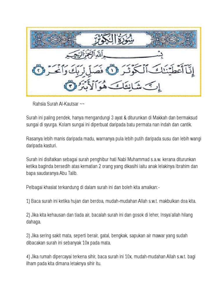 Rahsia Surah Al Kautsar Pdf