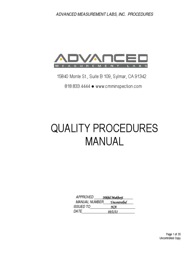 Quality Procedures Manual Overview | PDF | Iso 9000 | Quality Assurance