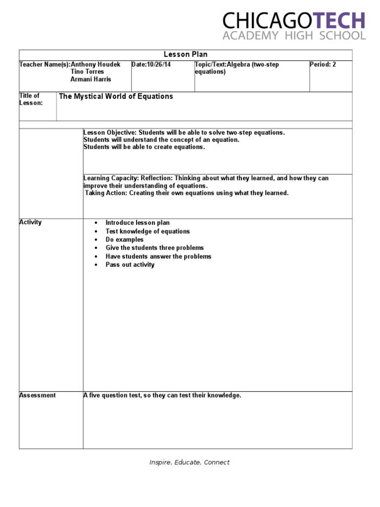 Two-Step Equations Lesson Plan | PDF