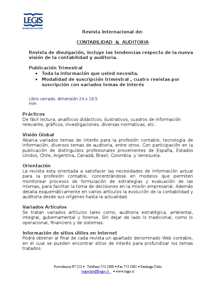 Revista Internacional de Contabilidad y Auditoría | PDF | normas ...