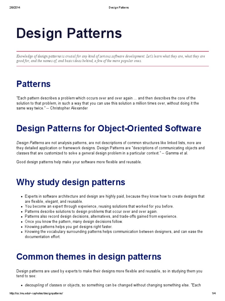Design Patterns | PDF | Software Design Pattern | Class (Computer ...