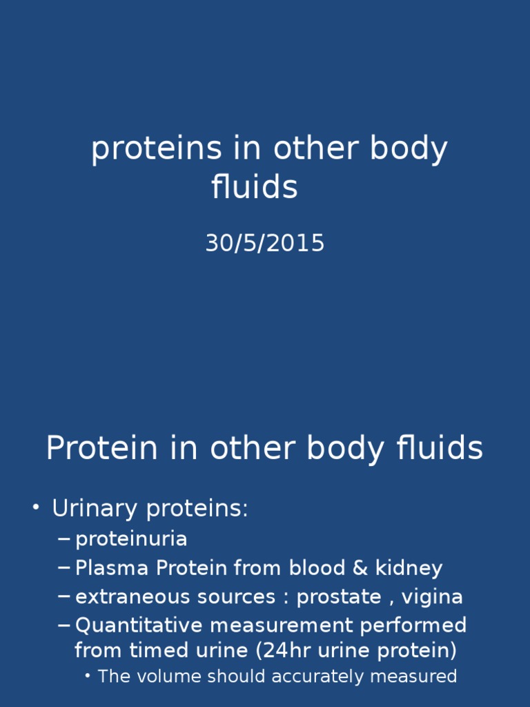 Protein in Other Fluids PDF Cerebrospinal Fluid Medicine