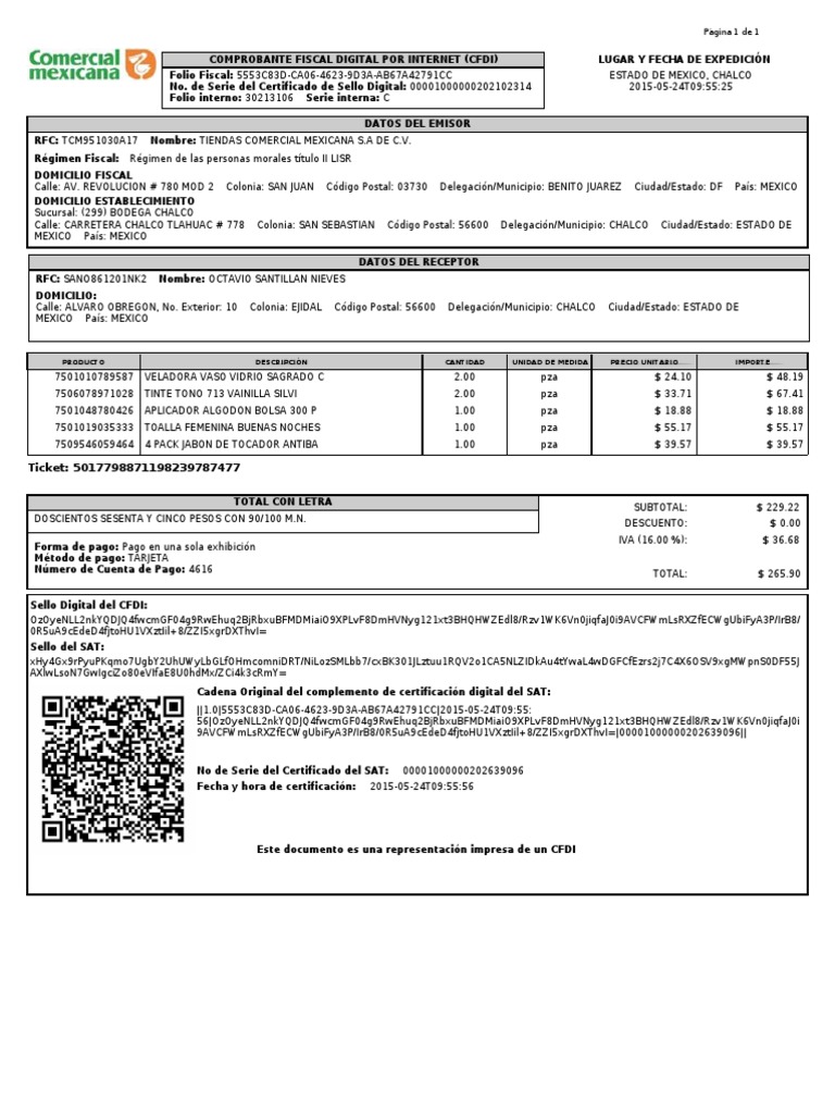 Ejemplo de factura comercial mexicana | PDF | Ciencias sociales | Derecho