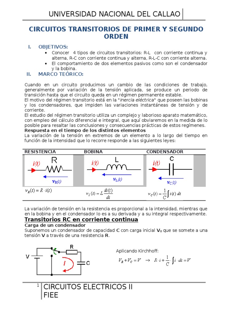 Circuitos Transitorios de Primer y Segundo Orden
