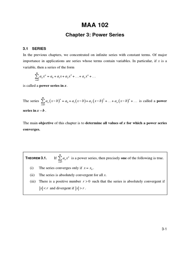 Chapter 3 - Power Series | PDF | Series (Mathematics) | Power Series