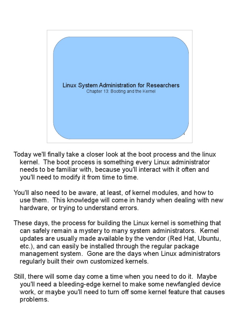 Linux System Administration For Researchers: Chapter 13: Booting and ...