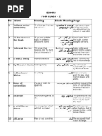 Idioms For Class - X No Idiom Meaning Sindhi Meaningusage