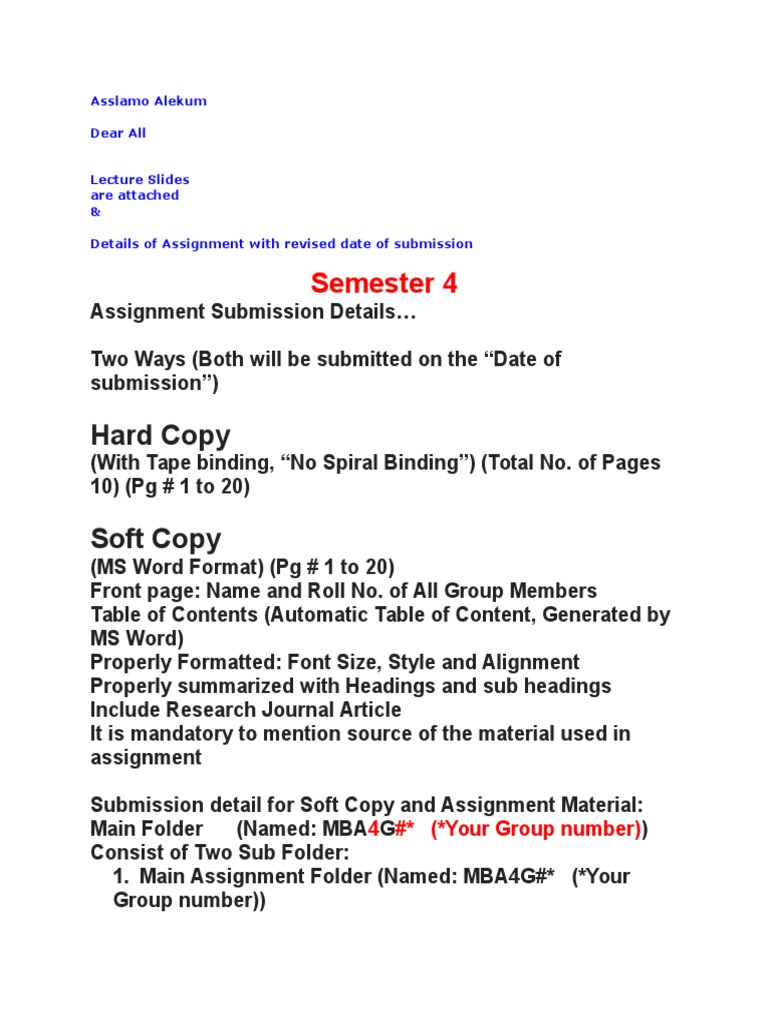 Assignment Submission Guidelines | PDF