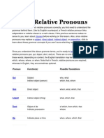 French Relative Pronouns: Clauses Subject Direct Object Indirect Object Preposition