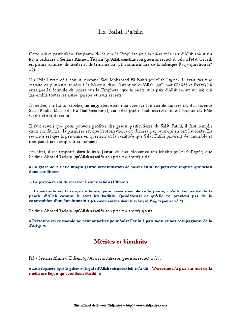 Bienfaits de Salat Fatihi dévoilés | PDF | Mahomet | Prière