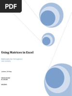 Using Matrices in Excel: Mathematics For Civil Engineers CIVE 1011Y