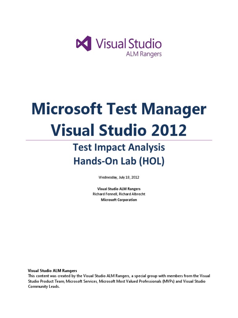 Lab 12 MTM Test Impact Analysis HOL Microsoft Visual Studio